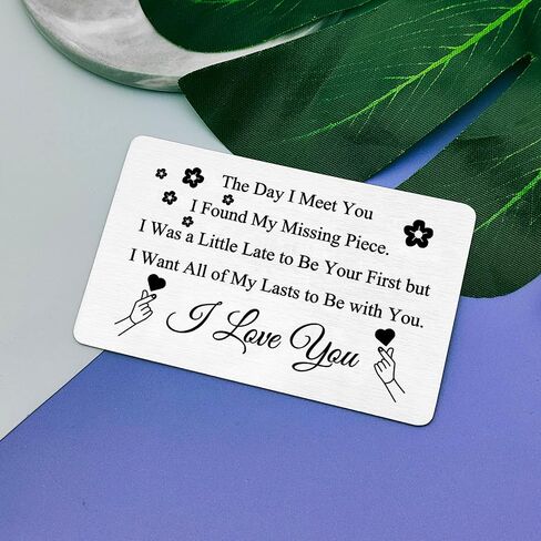 Valentine's Day Card Anniversary Card Gifts for Boyfriend Husband Gifts from Girlfriend Wife Metal Wallet Insert Card for Women Men to My Man Gift I Love You Gifts for Hubby Christmas Birthday Gift in Saudi Arabia