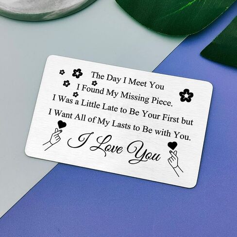 Valentine's Day Card Anniversary Card Gifts for Boyfriend Husband Gifts from Girlfriend Wife Metal Wallet Insert Card for Women Men to My Man Gift I Love You Gifts for Hubby Christmas Birthday Gift in Saudi Arabia