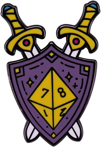 Dungeons and Dragons Dice Enamel Pin D20 DnD Game Brooches Alloy Brooch Lapel Pin RPG Gamer Lover Badge Pin Jewelry for Clothing Bags Jackets Decorative Gift, Metal, no gemstone, Metal, no gemstone in Kuwait