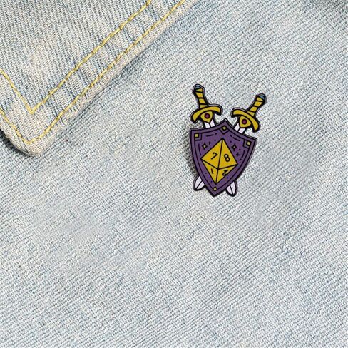 Dungeons and Dragons Dice Enamel Pin D20 DnD Game Brooches Alloy Brooch Lapel Pin RPG Gamer Lover Badge Pin Jewelry for Clothing Bags Jackets Decorative Gift, Metal, no gemstone, Metal, no gemstone in Kuwait