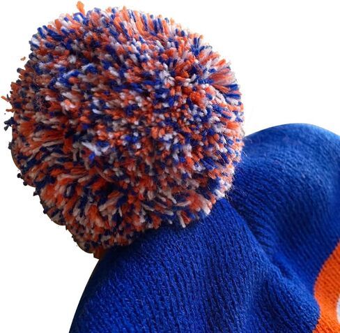 Dutern Canada Maple Leaf Edmonton City Hockey Embroidery Classic Pom Cuff Edmonton Beanie Hat Cuffed Winter Hat Knit Toque Skull Cap Blue in Kuwait