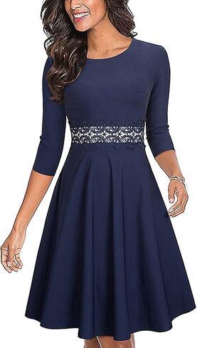 HOMEYEE Women's Cocktail A-Line Embroidery Casual Party Summer Wedding Guest Dress A079 in Kuwait