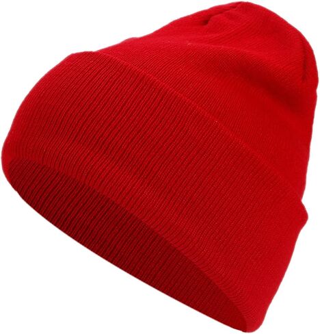 IHAUIUE Solid Color Beanie Hat Knitted Cuffed Skull Cap Double Layer Winter Watch Hats for Women, Men in Saudi Arabia