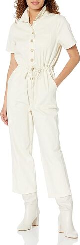 womens Luxury Clothing Short Sleeve Utility Coverall With Functional Pockets and Drawstring Waist in Kuwait