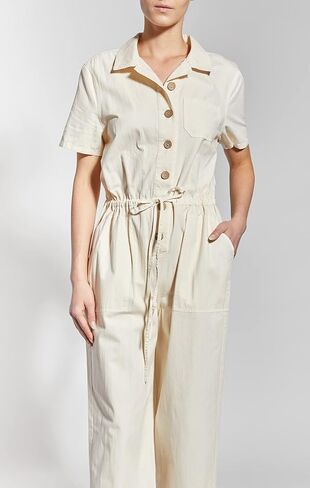 womens Luxury Clothing Short Sleeve Utility Coverall With Functional Pockets and Drawstring Waist in Kuwait