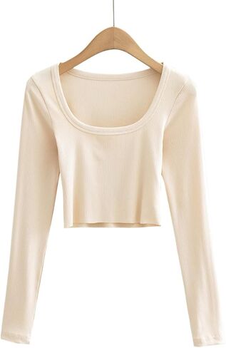 تي شيرت نسائي أساسي بأكمام طويلة مناسب للخروج Y2k تي شيرت ضيق ضيق تي شيرت ملابس الشارع in Kuwait