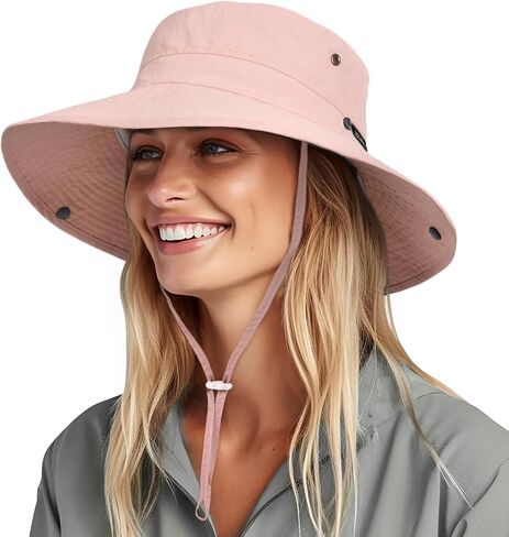 FURTALK Sun Hats for Women Ponytail UV Protection Summer Hat Wide Brim Packable UPF50 Cowboy Hat Hiking Fishing Hats in Saudi Arabia