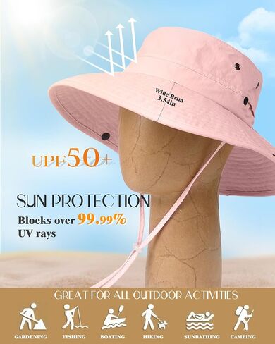 FURTALK Sun Hats for Women Ponytail UV Protection Summer Hat Wide Brim Packable UPF50 Cowboy Hat Hiking Fishing Hats in Saudi Arabia