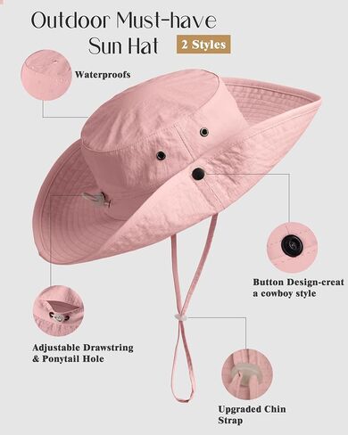 FURTALK Sun Hats for Women Ponytail UV Protection Summer Hat Wide Brim Packable UPF50 Cowboy Hat Hiking Fishing Hats in Saudi Arabia