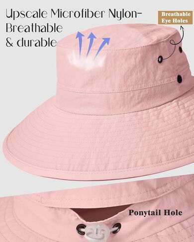 FURTALK Sun Hats for Women Ponytail UV Protection Summer Hat Wide Brim Packable UPF50 Cowboy Hat Hiking Fishing Hats in Saudi Arabia