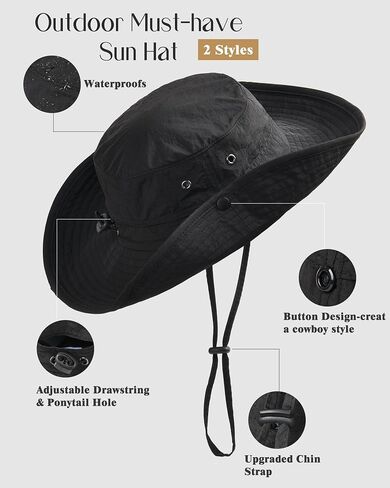FURTALK Sun Hats for Women Ponytail UV Protection Summer Hat Wide Brim Packable UPF50 Cowboy Hat Hiking Fishing Hats in Saudi Arabia