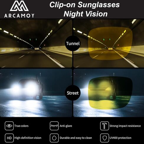 ARCAMOY Clip on Sunglasses Over Prescription Glasses Polarized Anti Glare Flip Up UV Protection Glasses For Men Women in Saudi Arabia