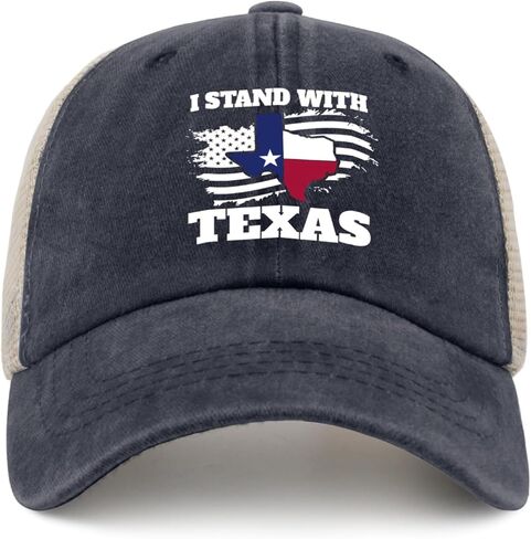 أنا أقف مع علم تكساس بالولايات المتحدة الأمريكية، قبعة سائق الشاحنة، قبعة نسائية كلاسيكية شبكية للصيف in Kuwait