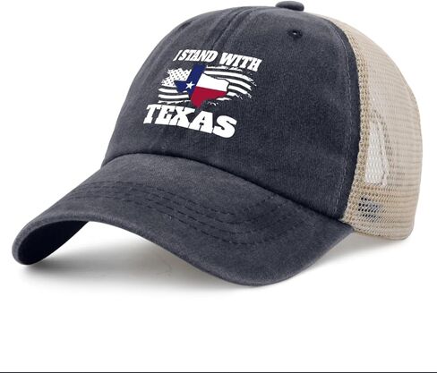 أنا أقف مع علم تكساس بالولايات المتحدة الأمريكية، قبعة سائق الشاحنة، قبعة نسائية كلاسيكية شبكية للصيف in Kuwait