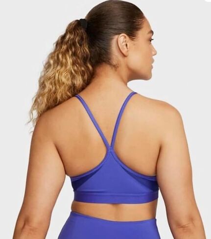 حمالة صدر رياضية مبطنة للتدريب Dri-FIT Indy Lapis باللون الأزرق برقبة على شكل V من Nike Dri-FIT ودعم خفيف DM6069-010 كبير L in Saudi Arabia
