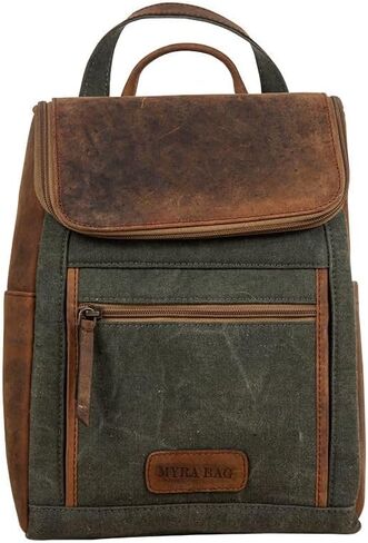 Myra Bag Tote Bag Backpack - Convertible Tote Backpack for Women, Slimline Carriage Port Design with Vintage Woven Canvas and Leather Accents, Stylish Backpack for Women in Saudi Arabia