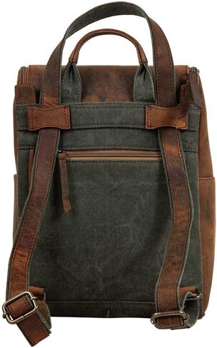 Myra Bag Tote Bag Backpack - Convertible Tote Backpack for Women, Slimline Carriage Port Design with Vintage Woven Canvas and Leather Accents, Stylish Backpack for Women in Saudi Arabia