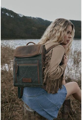 Myra Bag Tote Bag Backpack - Convertible Tote Backpack for Women, Slimline Carriage Port Design with Vintage Woven Canvas and Leather Accents, Stylish Backpack for Women in Saudi Arabia