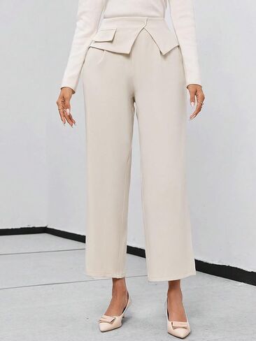 MakeMeChic Women's Wide Leg Business Work Suit Pants Solid Slant Pocket High Waist Casual Trousers in Saudi Arabia