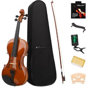 كمان Idffdvw للأطفال والكبار - 4/4 MV300 Satin Antique، مجموعة للطلاب أو المبتدئين مع علبة، قوس، أوتار إضافية، موالف، كتاب دروس - آلات موسيقية وترية in Kuwait