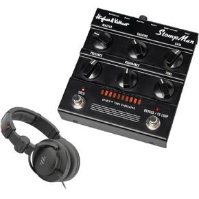 Hughes & Kettner StompMan Guitar 50-watt Amplifier Pedal Bundle with Polsen HPC-A30-MK2 Studio Monitor Headphones
