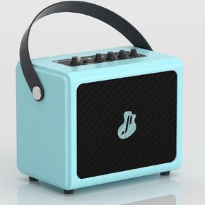 JUSTPRO Mini Guitar Amp Combo, 5W Electric Guitar Amplifier Rechargeable, Wireless Portable Guitar Practice Amp with 7 Types Effects, Supports AUX, REC, Bass and Treble Volume Control