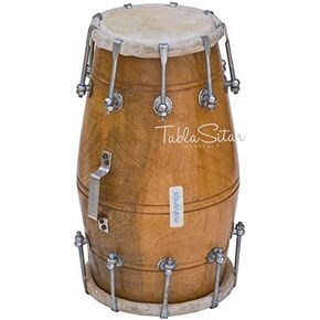 Satnam Traditional 16-Inches Bolt Tuned Handmade Wooden Dholak Drum | Dholak Instrument | Dholki Music Instrument - Made in India (Cherry Red)