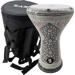 The 17.5" Zaza Percussion Real Green Mother of Pearl Egyptian Darbuka Doumbek (Black Fort)