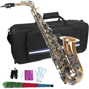 Eb Alto Saxophone - Black Nickle Plated Keys Saxophone, 94# Red Copper Body,E Flat Musical Instruments With Carrying Deluxe Canvas Saxophone Case.