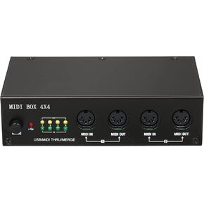 MIDI Interface USB MIDI Interface MIDI Box 4X4 devices for music 4 IN /4 Out 64 MIDI Channels 4i/4o + Merge 2i4o Black