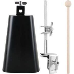 Eastrock Cowbell Clamp, Cowbell Holder Percussion Accessory, Adjustable Standard Drum Cowbell Mount for Bass Drum Hoop Up or Down with 7 Inch Cowbell