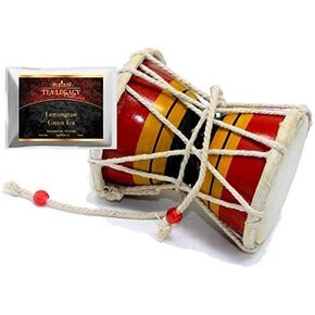 Shiv Damroo Music Drum (Approx Size 3.5" x 4") Bundle with Water Beads Random Color Sample Pack - Handheld Monkey Damru Hand Percussion Handmade Damaru Indian Musical Instrument