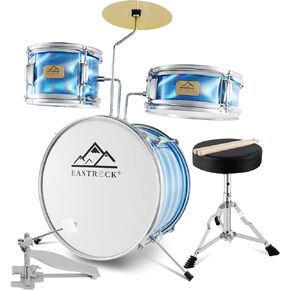 EASTROCK Drum Set, 3 Piece 14'' Drum sets for Drummer,Beginner, Drum Set with Adjustable Throne,Cymbal,Pedal,Drumsticks(Blue)