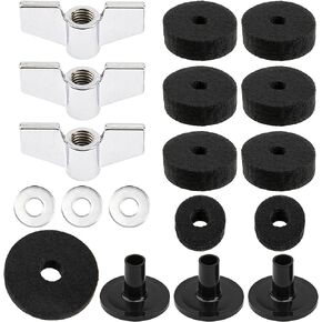 18Pcs Yootones Cymbal Stand Felts Clutch Felts Hi-Hat Cup Felts Cymbal Wing Nuts Cymbal Sleeves & Metal Gaskets Replacement Compatible with Drumset Kit Accessories
