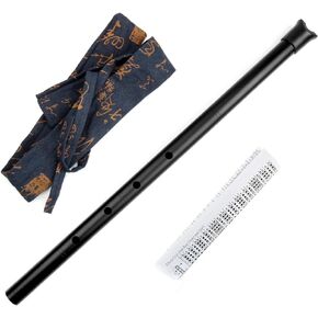 Traditional Musical Instrument D Key 5 Holes Black Metal Aluminum Alloy Flute called Shakuhachi (One- section)