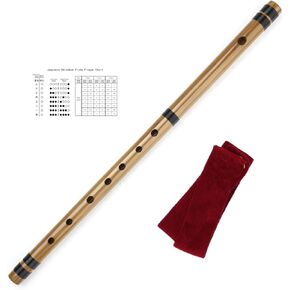 Japanese Shinobue Flute 7/8 Hon Handmade Bamboo Flute Musical Instrument (Black 7Hon)