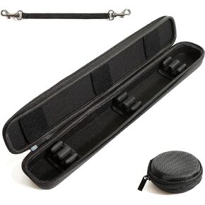 Conductor Baton Case - Black Holder with Carrying Strap - Adjustable Inserts - Complete with Small Accessory Storage Case