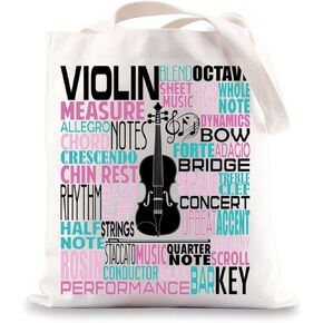 Violinist Canvas Tote Bag Violin Lover Gift Violin Player Shoulder Bag Violins Music Teacher Gift