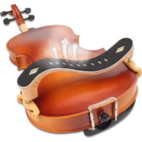 LMS Violin Shoulder Rest 1/2 1/4 Full Size, Hollowed Out Foam Shoulder Rest for Violin Accessories for Beginner Shoulder Rest Pad with Mute Rosin, Ergonomic for Prolonged Play (Khaki, 1/2, 1/4)