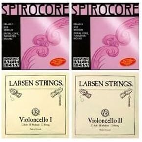Cello Strings 4/4 Set Larsen Medium A+D, Spirocore Tungsten G+C
