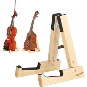 Mr.Power Oak Violin Stand with bow holder, Wood Soprano Ukulele Floor Stand, Portable A-Frame Folding Music Holder for Viola Small Guitar Musical Instrument, for Concert Home Studio Exhibition