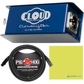 Cloud Microphones CL-1 Cloud lifter Mic Activator Bundle w/Pig Hog Cable & Liquid Audio Polishing Cloth 1-Channel Ultra-Clean Mic Preamp Gain