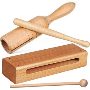 4 Sets Orff Instrument Musical Instrument with Mallets Percussion Instruments Wooden Instrument Wood Percussion Instrument Wood Block with Handheld Rhythm Wood Blocks Wooden Block