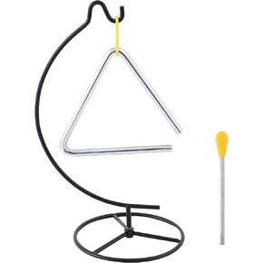 Homelavie Triangle Percussion Instrument With Striker, Hand Bell, Teacher Bell Chime for Classroom, Dinner Bell Outdoor, Meditation bell, Music Instruments for adults (5 Inch)
