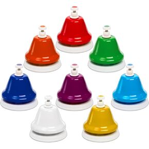 8 Notes Desk Bells, Music Bells Percussion Instrument, Colorful Diatonic Metal Bells, Chromatic Musical Table Bell for Teaching Church Chorus Holiday Party Supplies Birthday Gift
