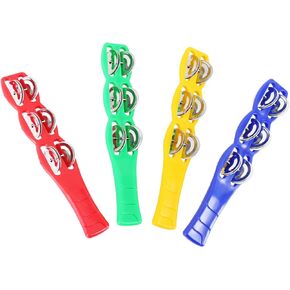 EASTROCK Plastic Jingle Stick,Latin Percussion Musical Instrument,Tambourine Stick,Black and Red 2 PCS