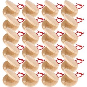 24 Pcs Castanets Wooden Musical Instrument Finger Castanets Baby Castanet Hand Finger Castanets Classroom DIY Wooden Percussion Instrument for Kids Adults
