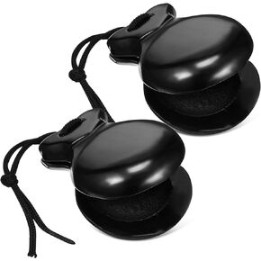 Vaguelly 1 Pair Spanish Castanets Black Wooden Castanets Spanish Hand Percussion Instruments Finger Castanets