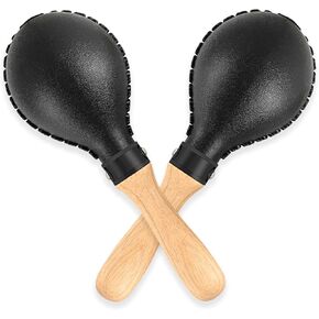 EASTROCK Maracas Hand Percussion Rattles Sand Hammer Percussion Instrument Black Professional Maracas with ABS Shells and Wooden Handles for Live Performances and Recording Party Concert KTV Black