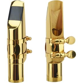Alto Sax Saxophone Mouthpiece w/Cap & Ligatures, Brass Metal Eb Alto Sax Mouthpieces 5C for Saxophone Professionals and Beginners (5C)
